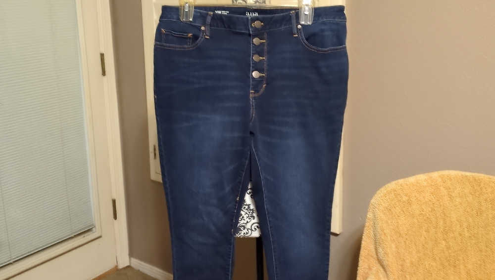 ANA High Rise Dark Blue Women's Button Fly Jeans